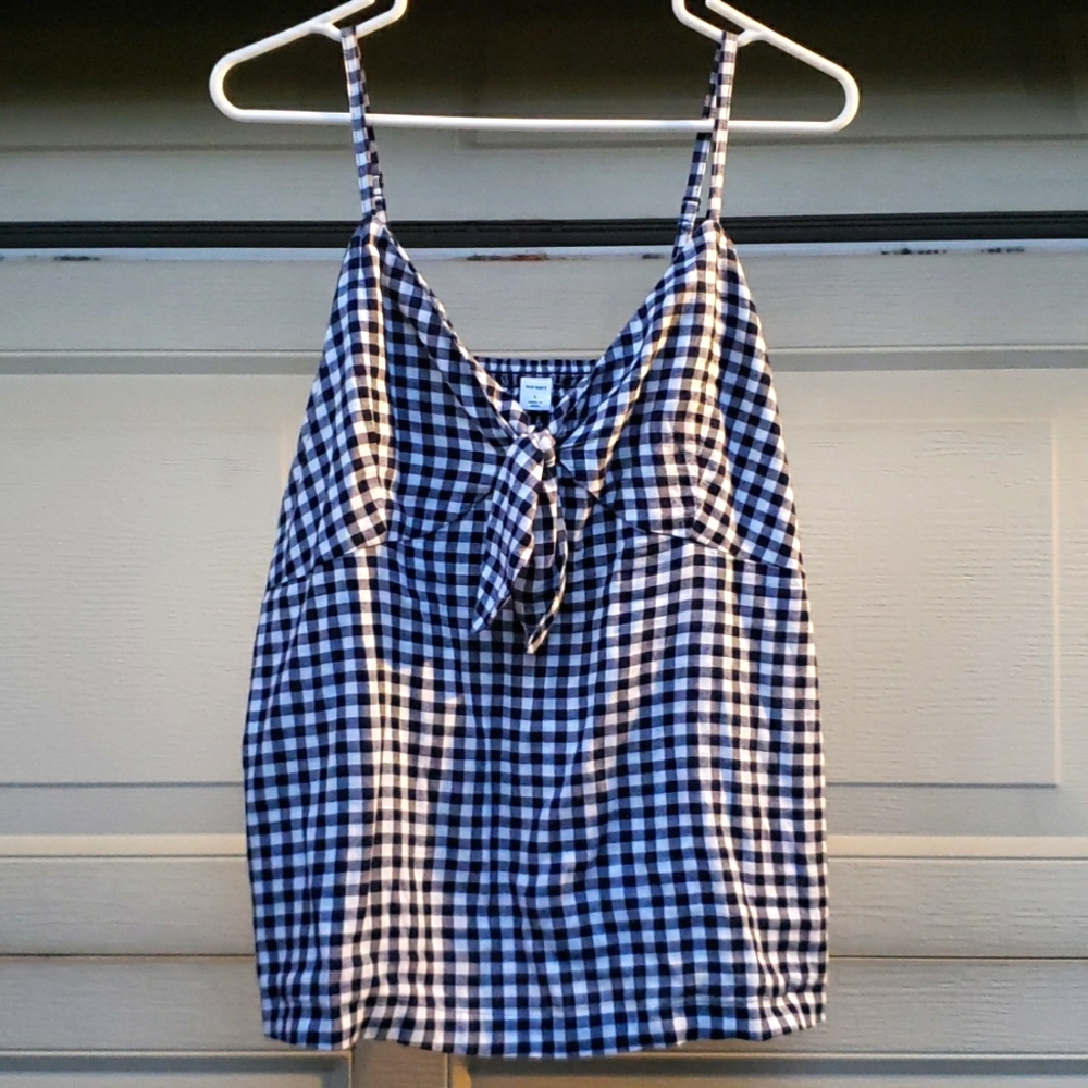 ** 3/$25 ** OLD NAVY Spaghetti Strap Tie Front Navy & White Baby Doll Size Lg